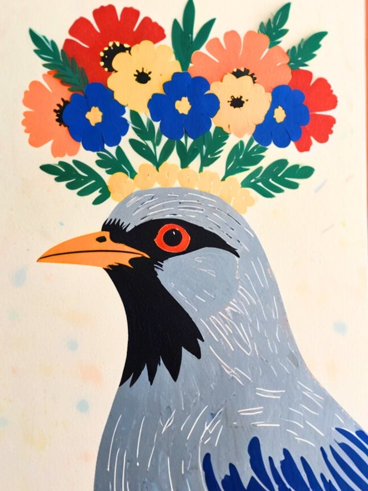 Bird With Flowers On Its Head 5