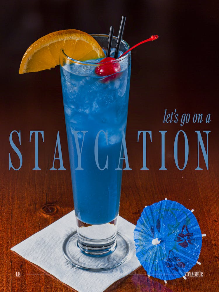 Staycation retro style poster