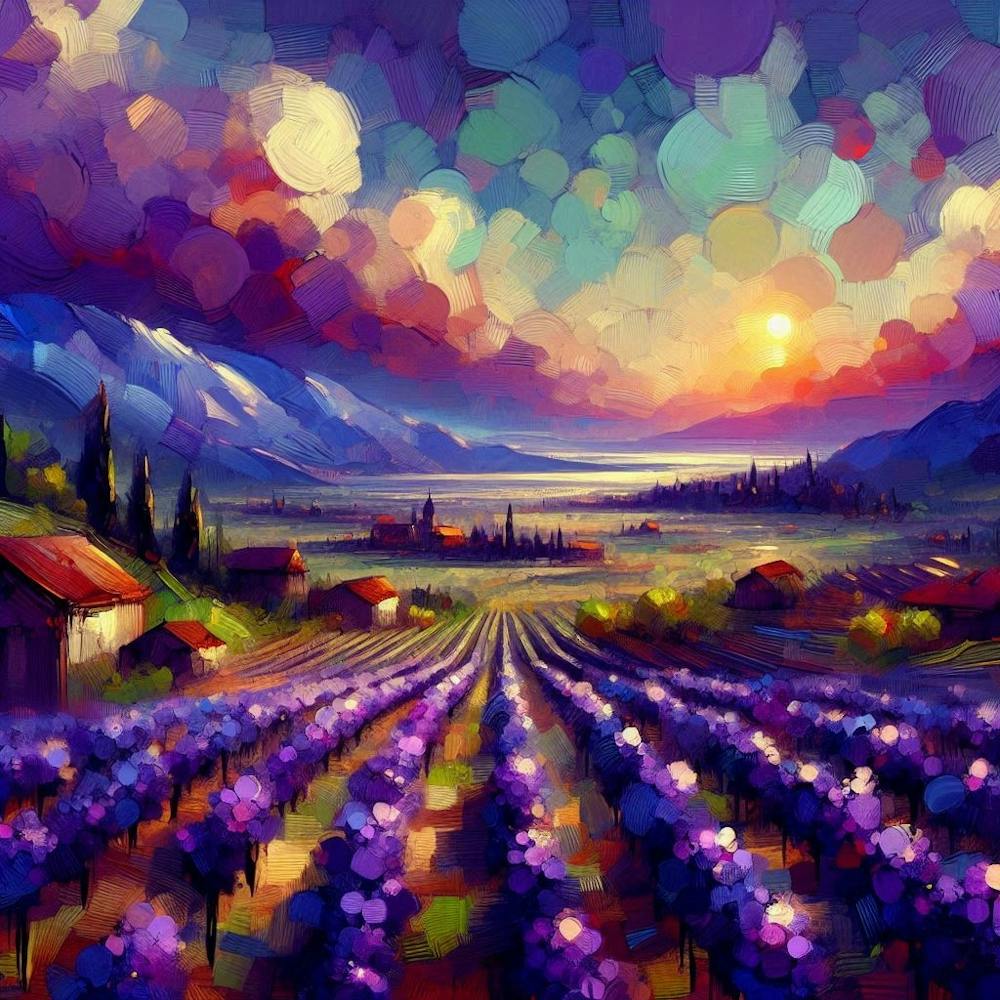 Lavender Fields At Sunset