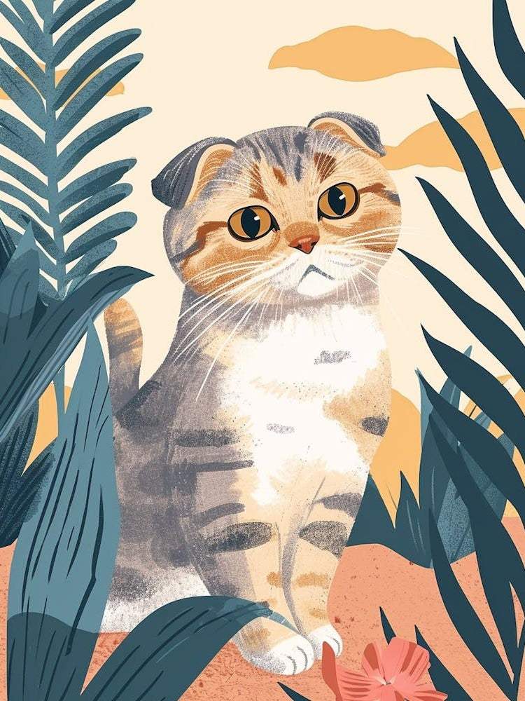 Scottish Fold Cat Storybook Illustration 1