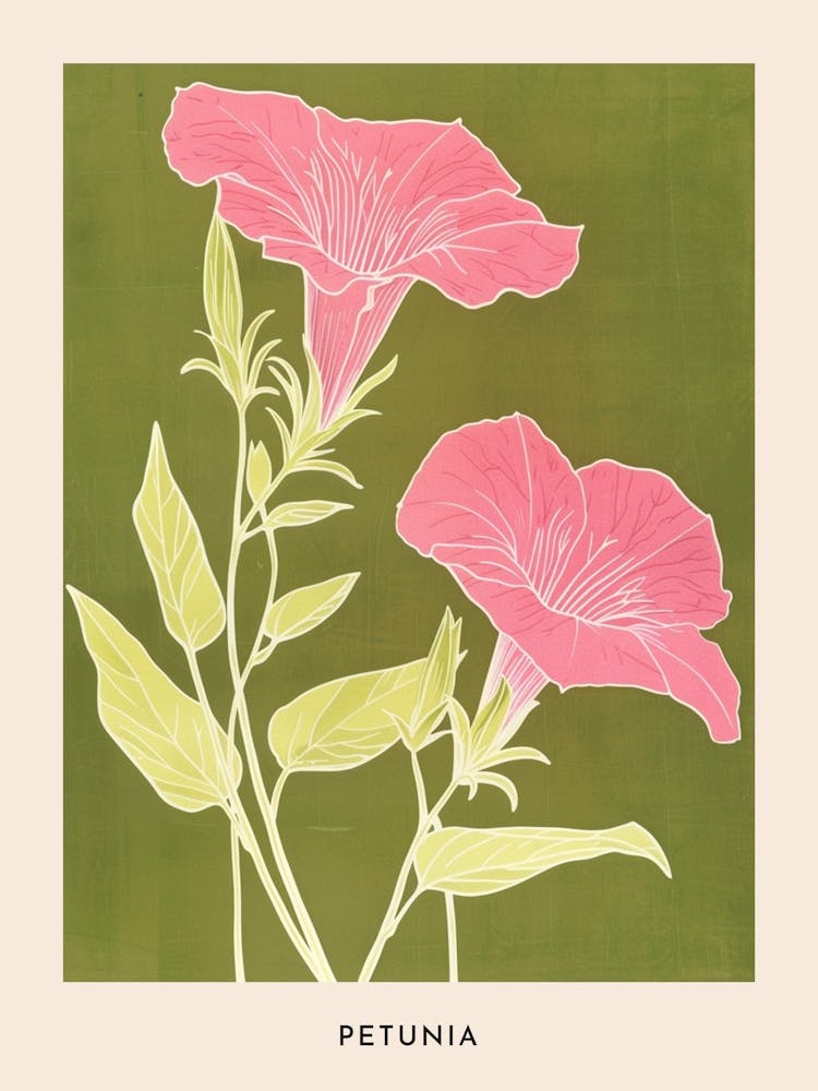 Pink & Green Petunia 1 Flower Poster