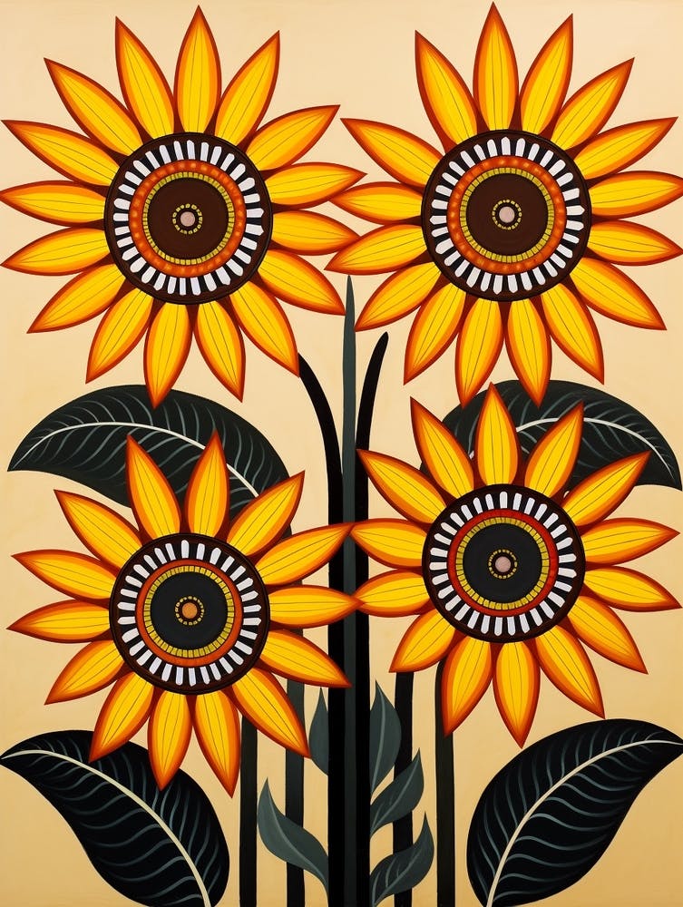 Peinture Motif Floral Tournesol 3