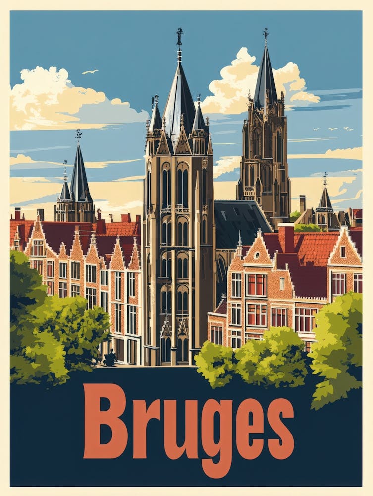 Aihrgdesign A Retro Travel Poster For Bruges Featuring The Ba 46d1750f 77b2 42fd 8c27 Db6b37df1d74 3