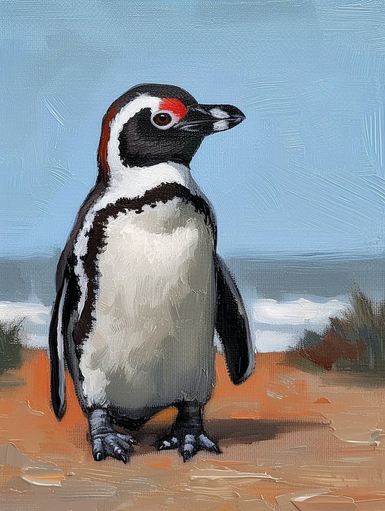 African Penguin Salisbury Plain Oil Painting 3