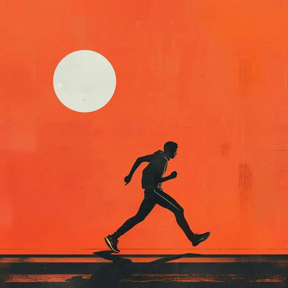 Silhouette Of A Runner At Sunset