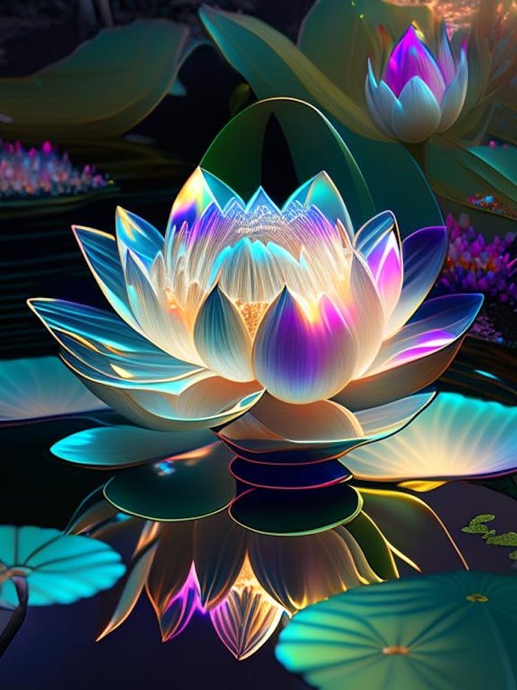 Lotus Flower In Garden Holographic 4