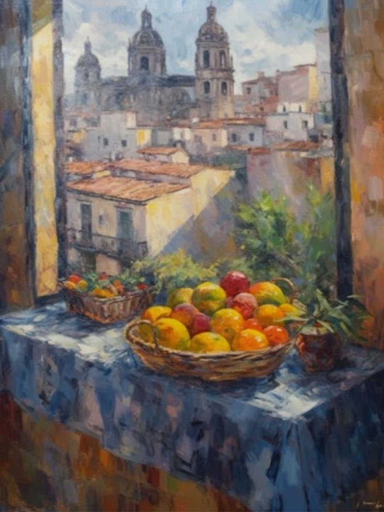 Window View Of Barcelona In The Style Of Impressionism 1