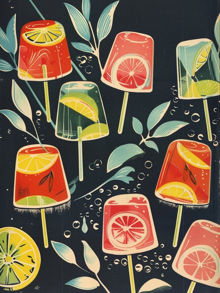 Fruity Jelly Pops Vintage Illustration