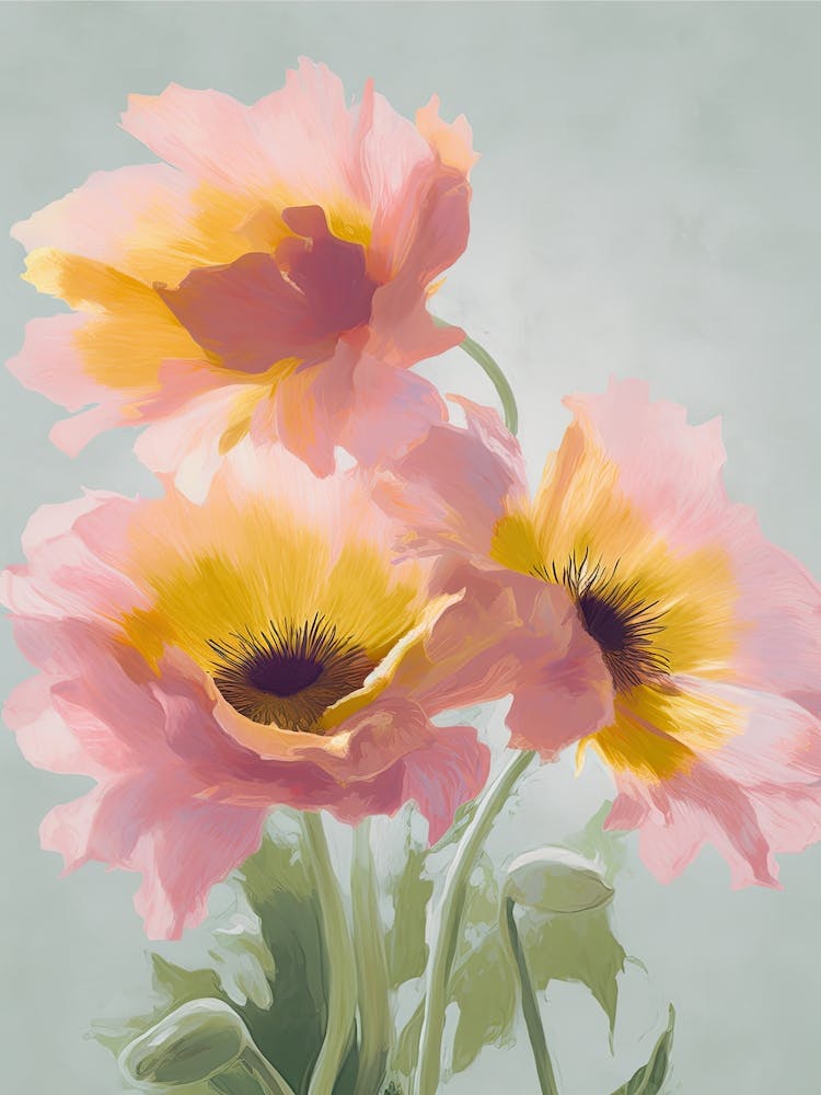Sunflowers Flowers Acrylic Painting In Pastel Colours 2