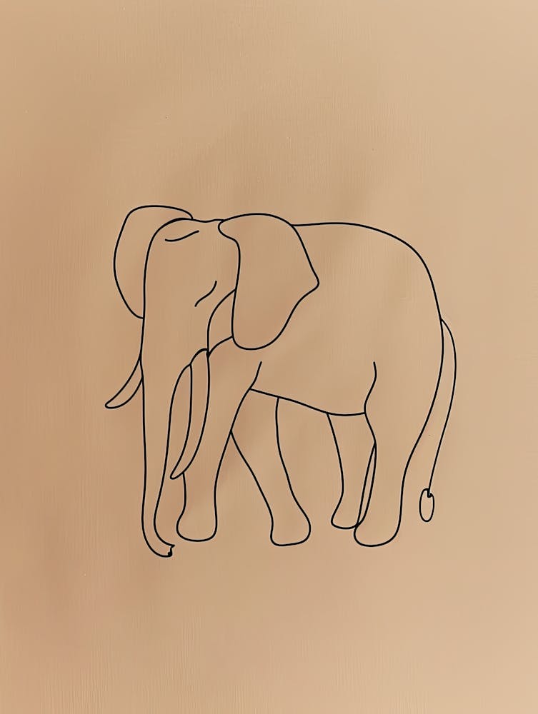 Elephant - Boho, Line Art