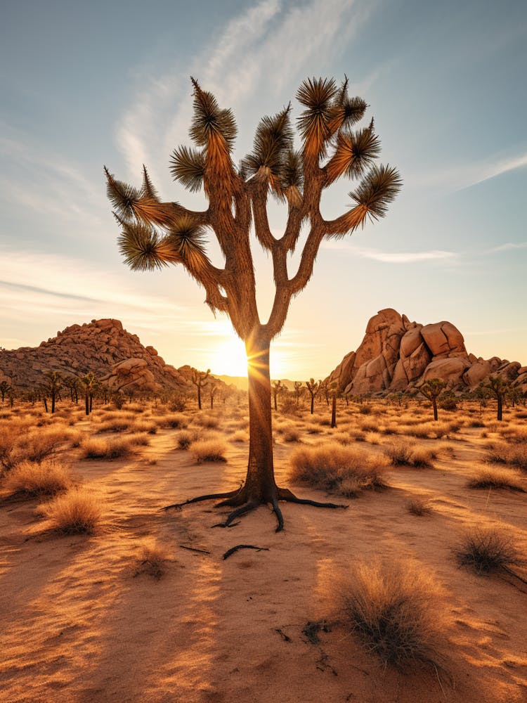  Photograph Of A Joshua Trees At Dawn In Desert 2