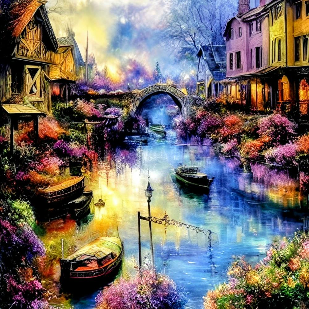Harbor of Harmony: The Blossom-lit Canal