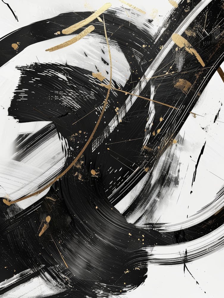 Peinture Abstraite Noir Or 2