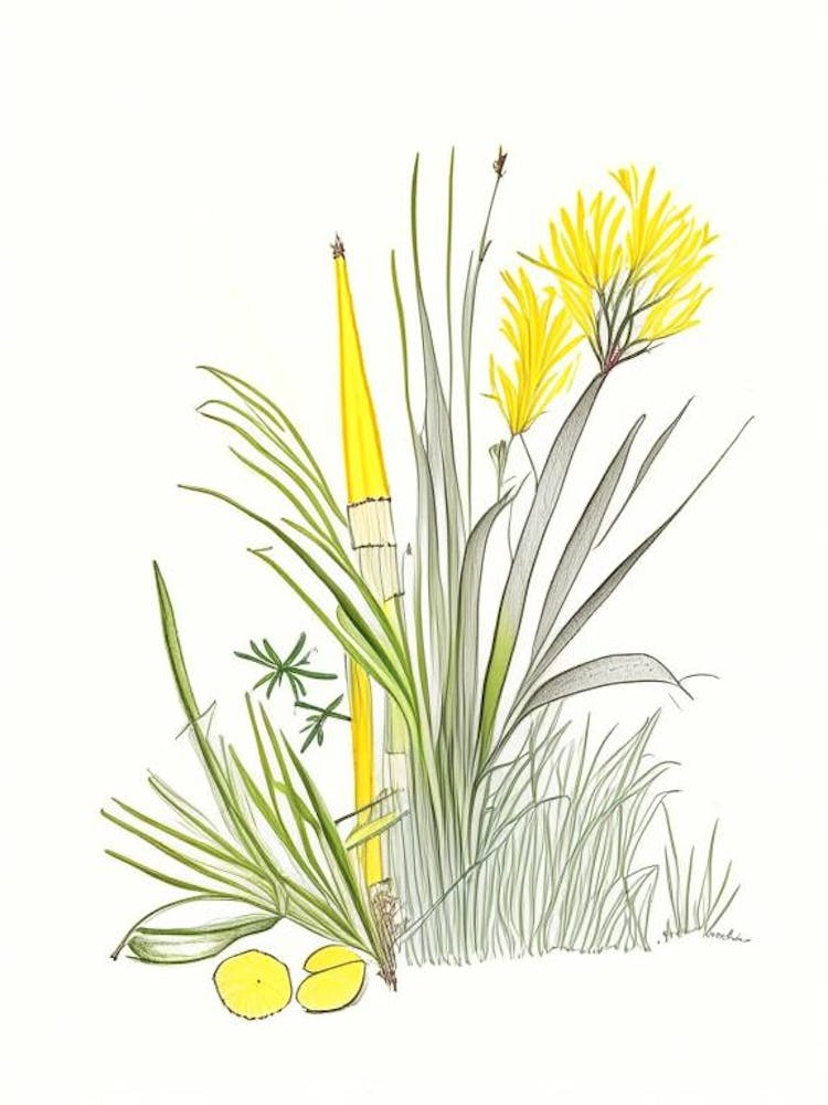 Lemon Grass Spices And Herbs Pencil Illustration 3