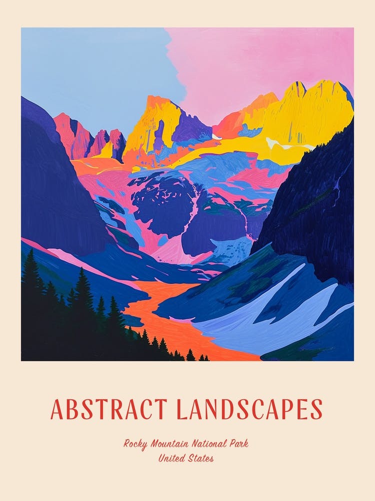 Colourful Abstract Rocky Mountain National Park Usa 1 Poster
