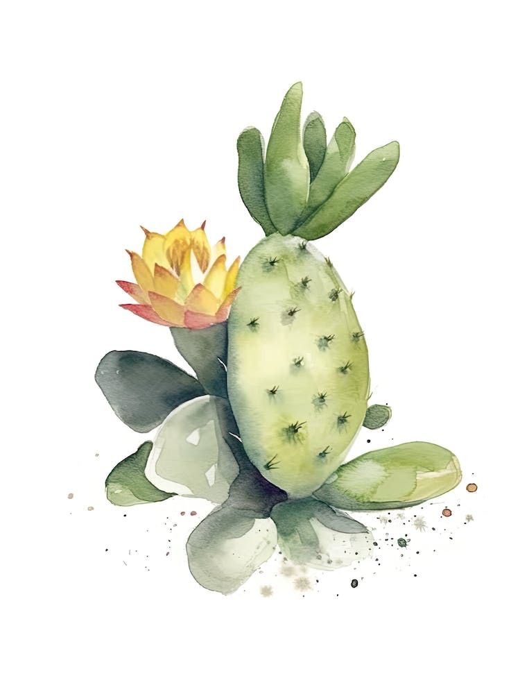 Lemon Ball Cactus Watercolour Drawing 1