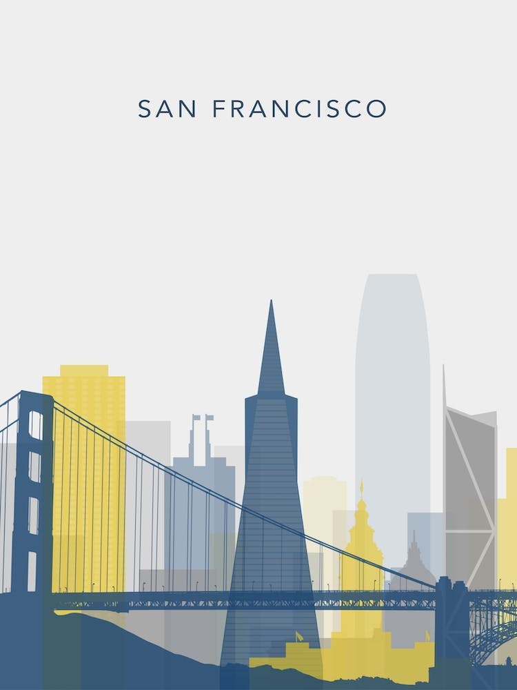 Yellow And Blue San Francisco Skyline