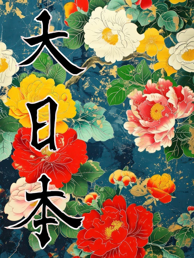 Hokusai Great Japan Poster Japanese Flowers 6