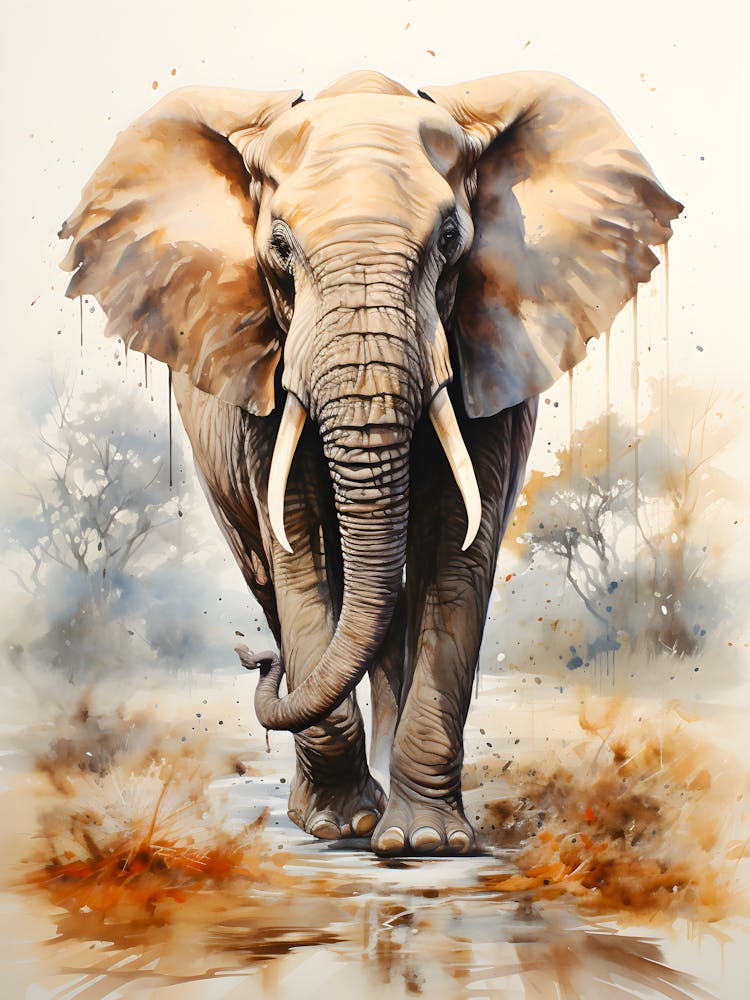 Graceful Titan Elephant Amongst The Trees