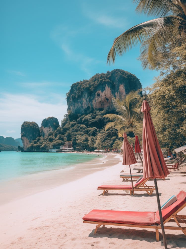Railay Beach Krabi Thailand Türkis und Rosa Töne 2