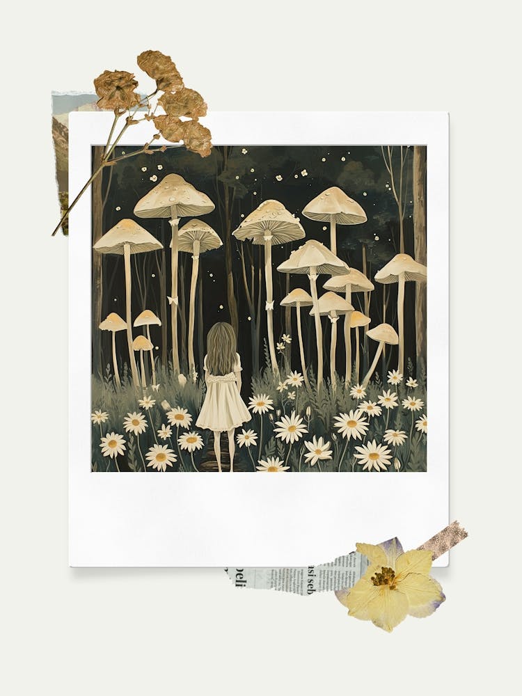 Scrapbook Wild Mushrooms Fairycore Painting 2