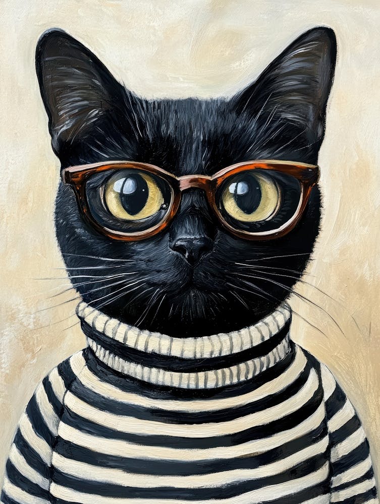 Black Cat With Glasses