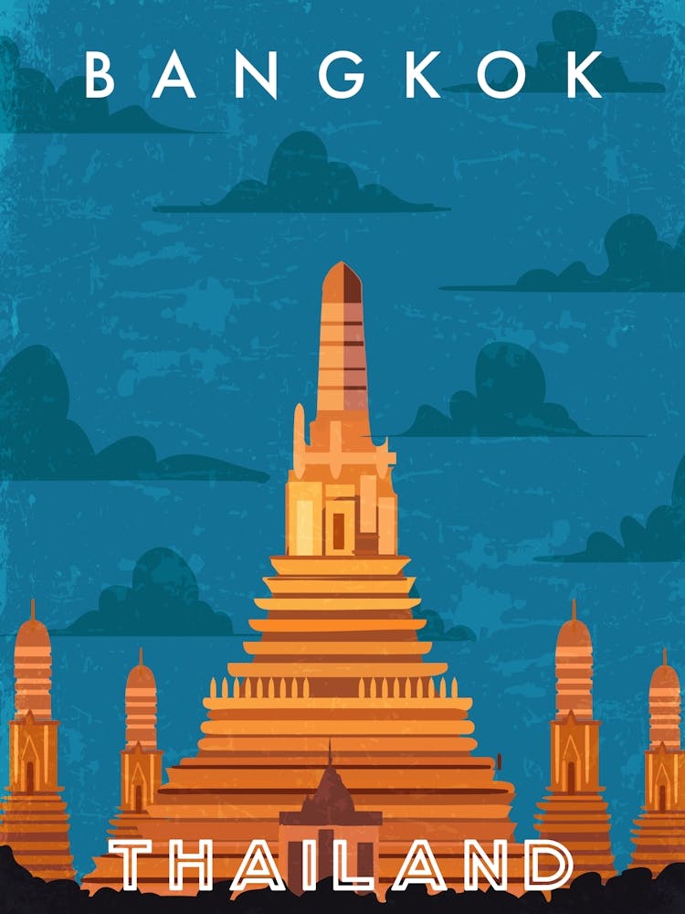 Bangkok, Thailand — Retro travel minimalist poster 1