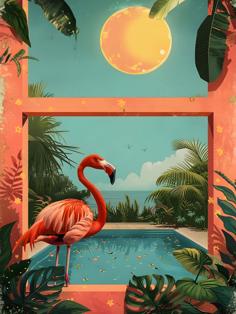 Flamingo By The Pool