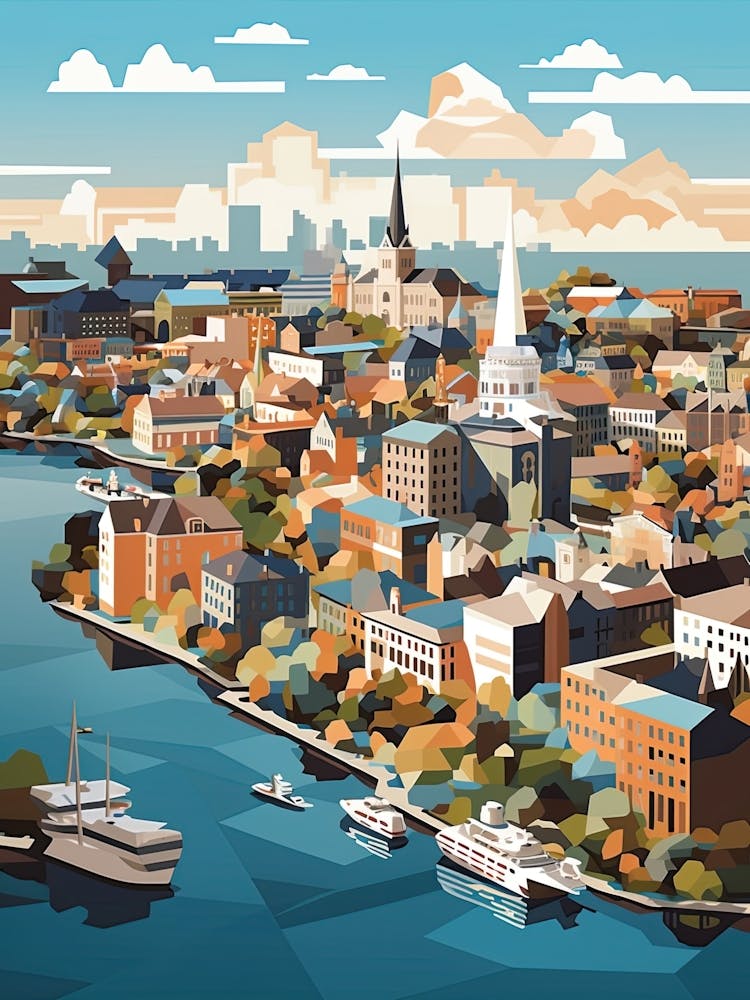 Helsinki, Finland, Geometric Illustration 2