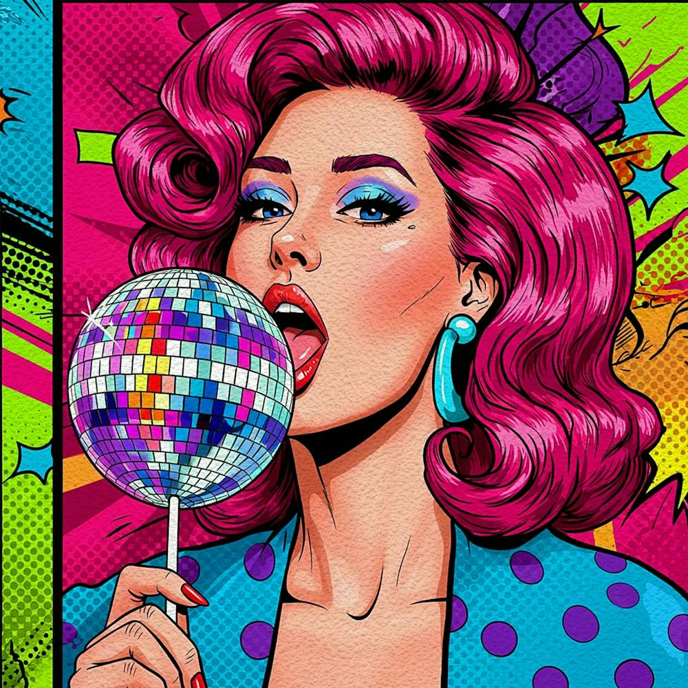 Disco Girl With Lollipop Disco Ball