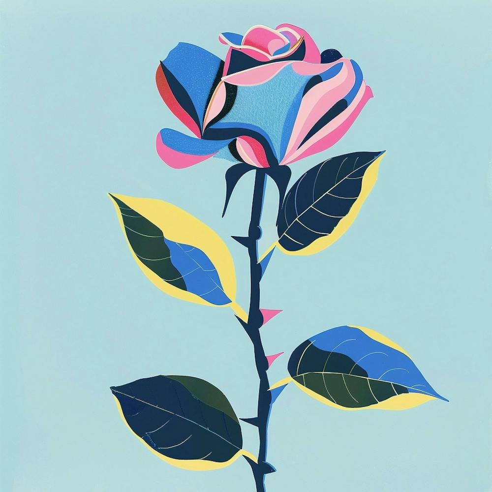 Rose 2 Square Flower Illustration