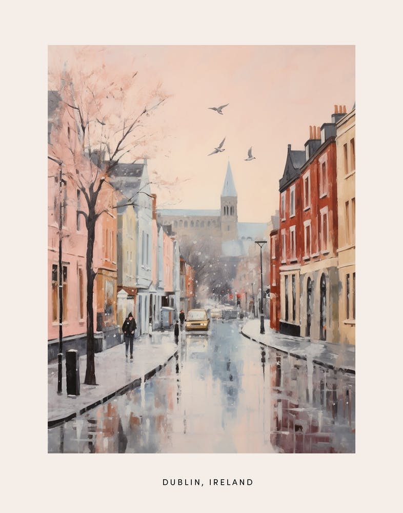 Dreamy Winter Painting Poster Dublin Ireland 3