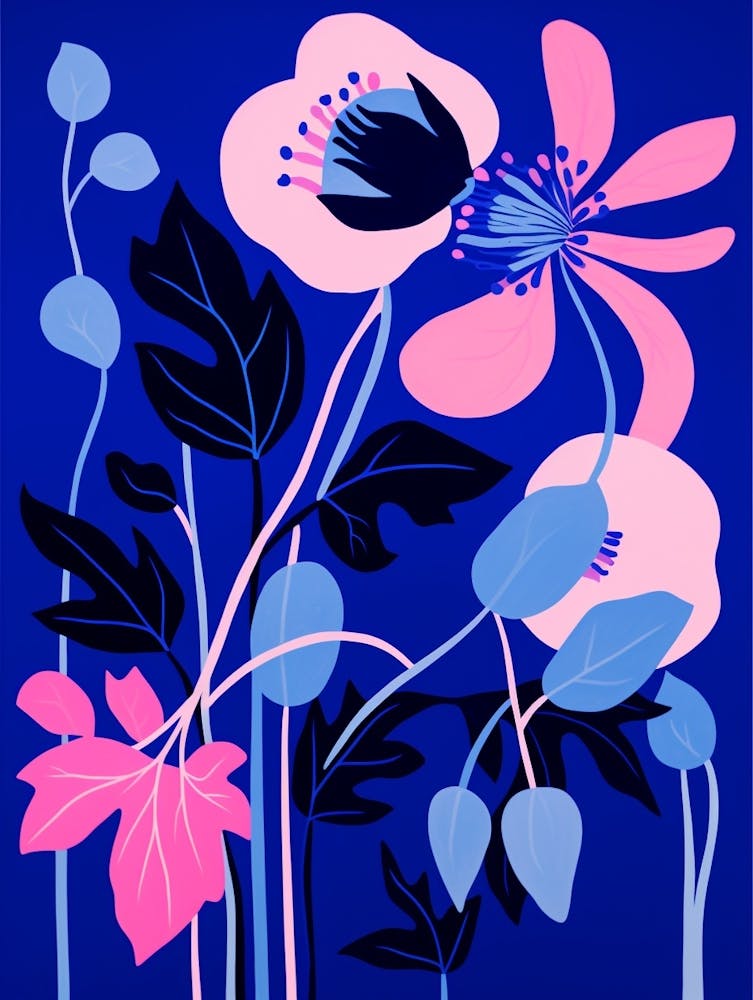 Blue Flower Illustration Fuchsia 1