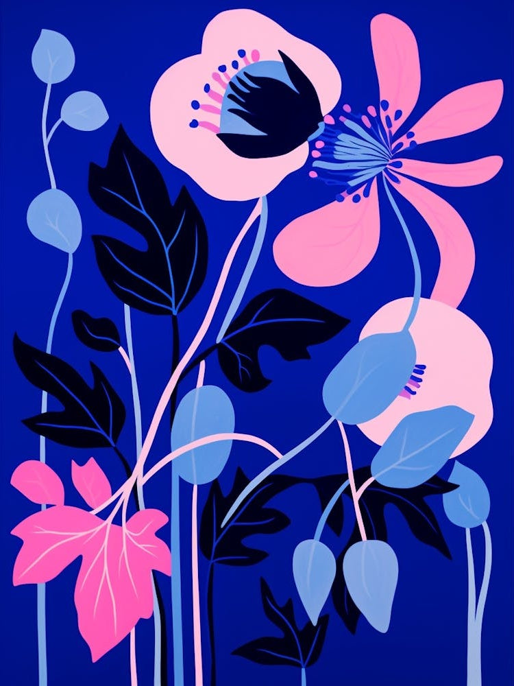 Blue Flower Illustration Fuchsia 1