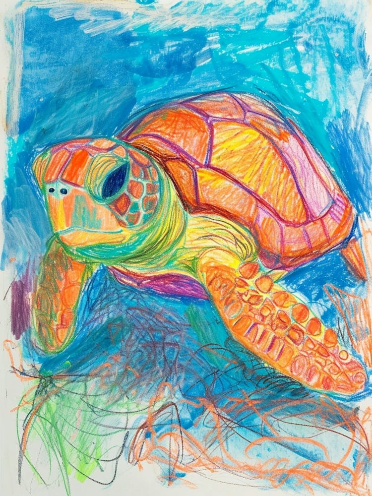Sea Turtle Rainbow Abstract Scribble 1