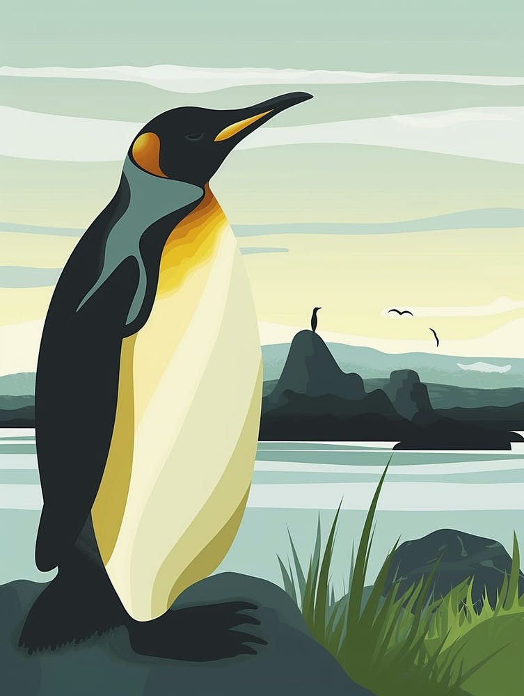 King Penguin Laurie Island Minimalist Illustration 3