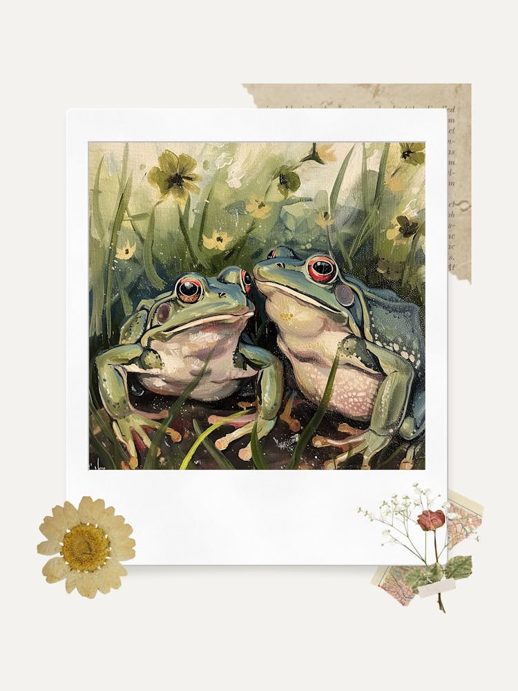 Scrapbook Frogs Fairycore Painting 1