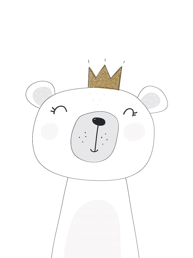 Cute White Bear With Crown