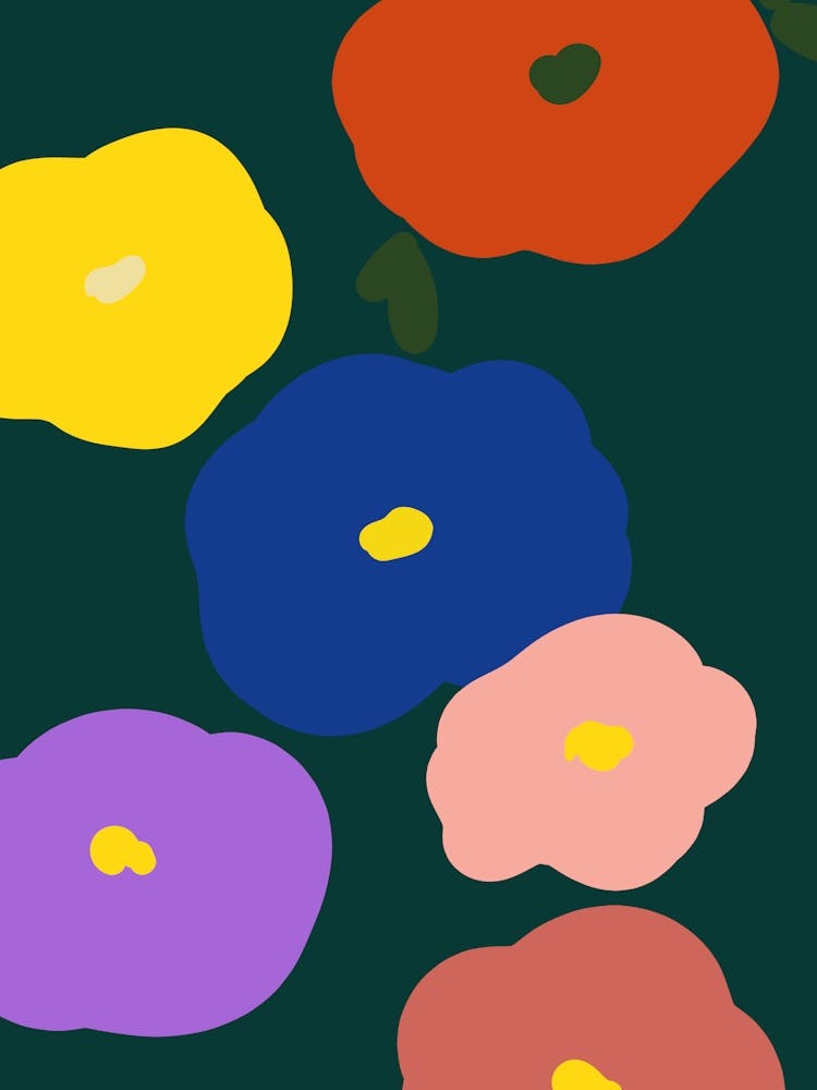 Flowers On A Green Background