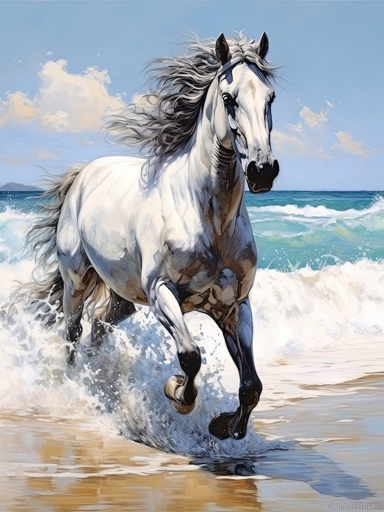 A Horse Oil Painting In Maui Beaches Hawaii, Usa, Portrait 4