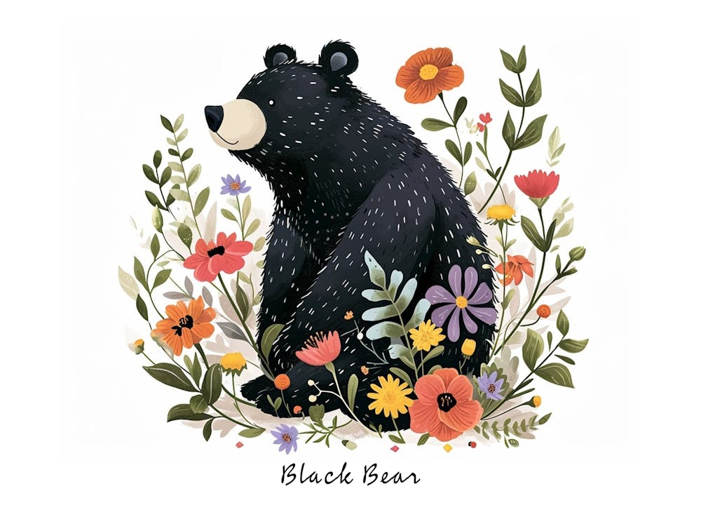 Kleiner Blumen-Schwarzbär 1 Poster