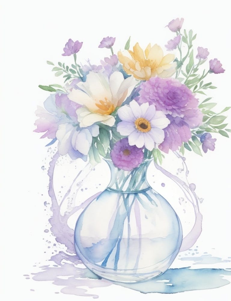 Aquarellblumen in einer Vase