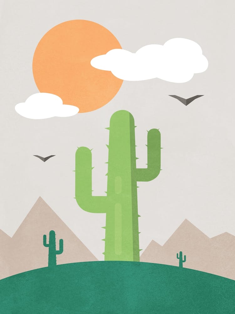 Cactus In The Desert Beige