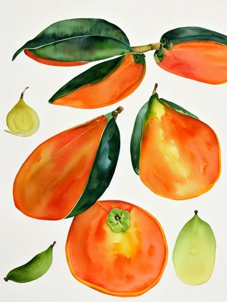 Papaya Aquarell Fruchtmalerei Frucht