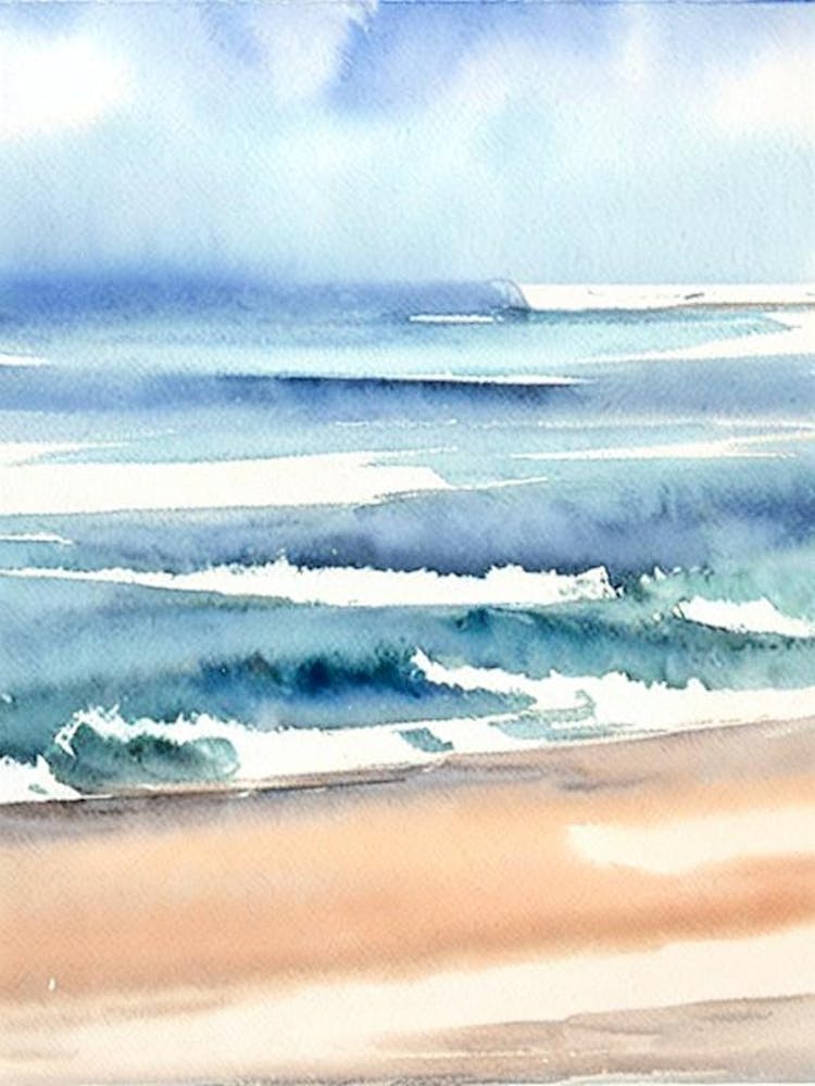 Polzeath Beach, Cornwall Watercolour