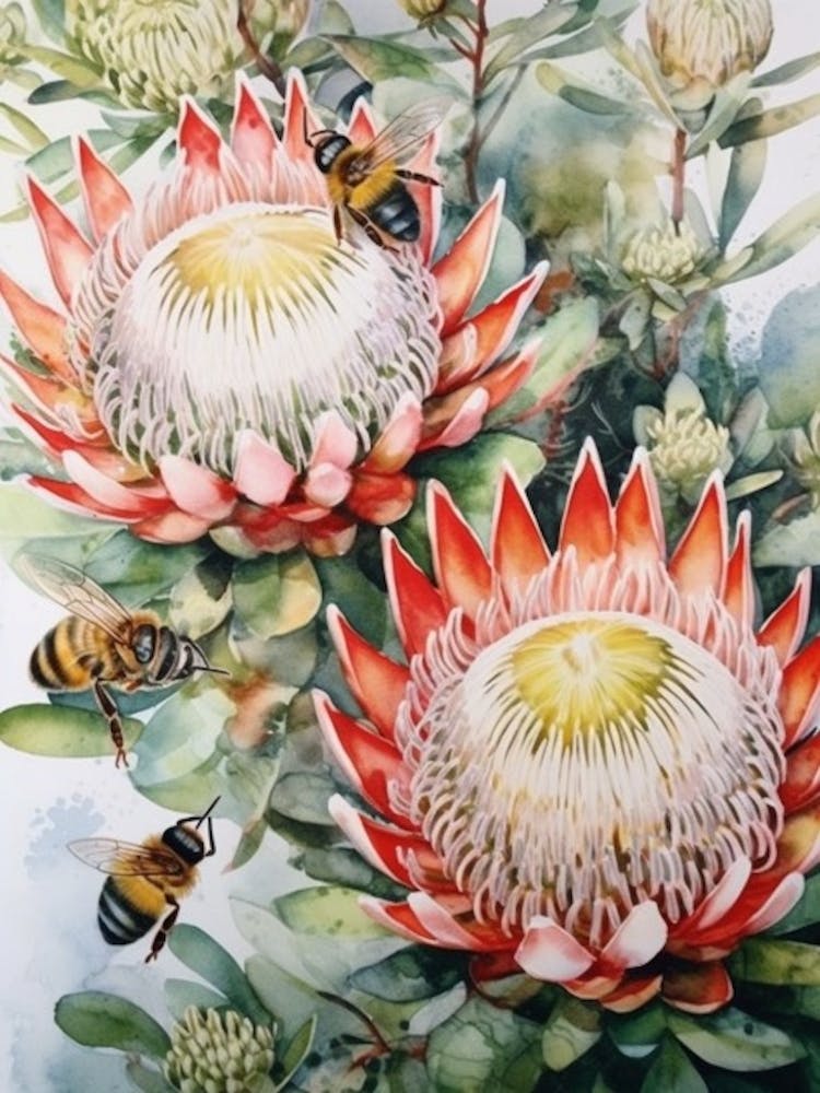 Bienenstock mit Proteen Aquarell-Illustration 1