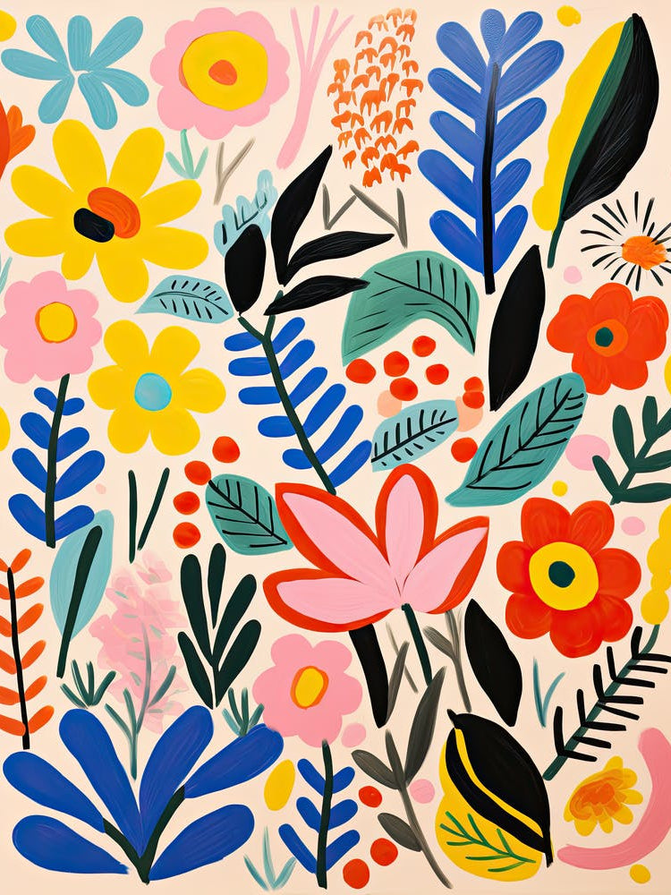 Flowers 45, Matisse style, Floral texture