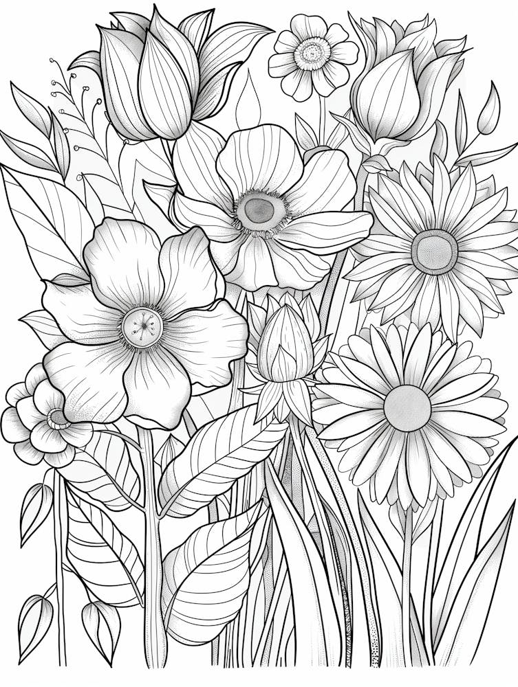 Flowers Coloring Page 1