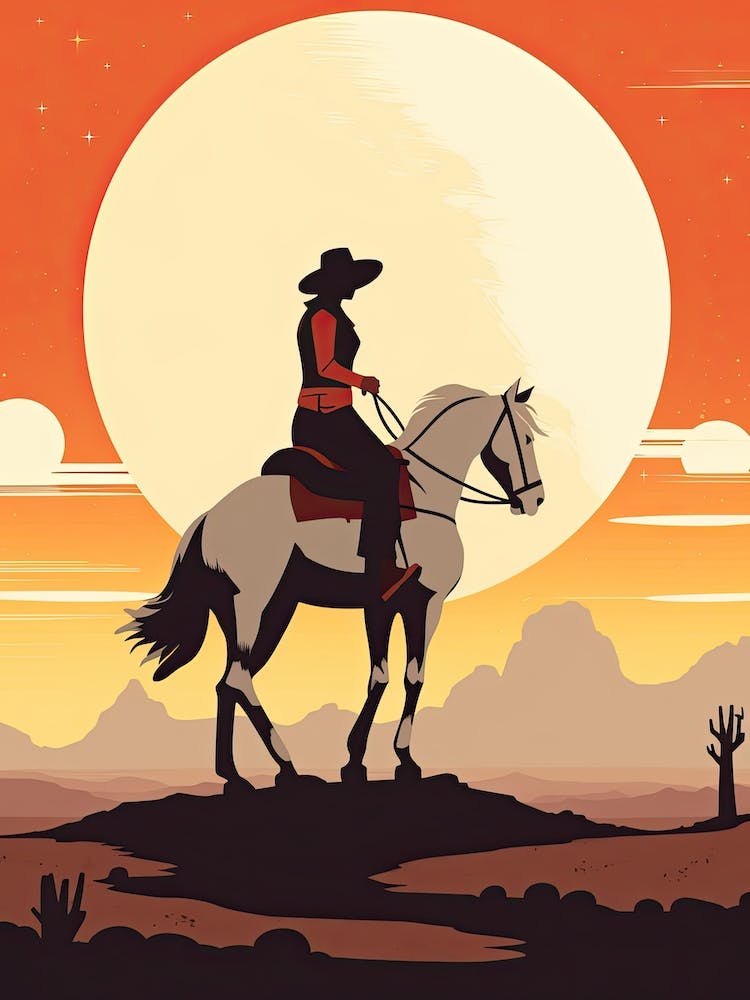 Minimalist Cowgirl Desert Sunset 1
