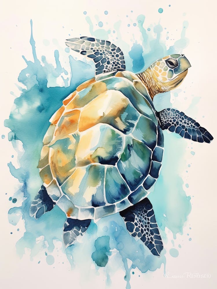 Sea Turtle Watercolour Painting